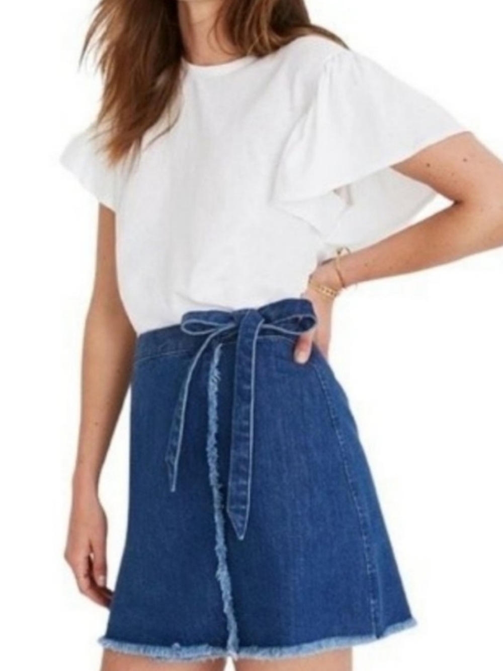 Madewell Raw Hem Denim Wrap Skirt Sz 0